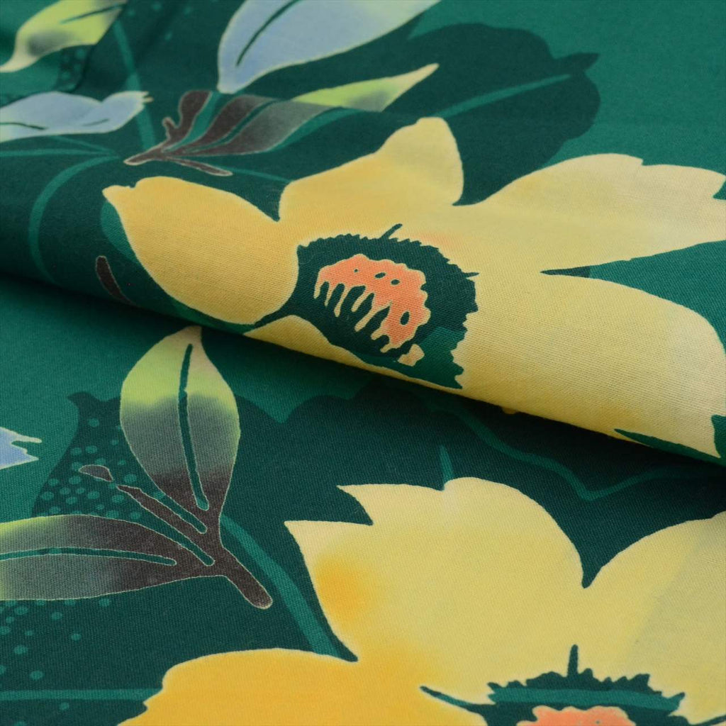 Vintage Japanese Yukata | Women's Yukata | Green Cotton | Floral Pattern | Koma-ji Chuzome | Kansai Yamamoto | Sustainable | uu0536b