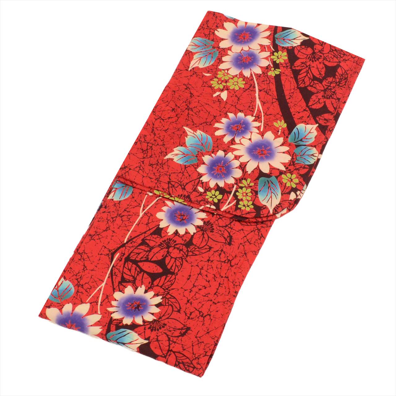 Vintage Japanese Yukata | Women's Yukata | Red Cotton | Floral Pattern | Koma-ji Chuzome | Size M | Sustainable | uu0537b