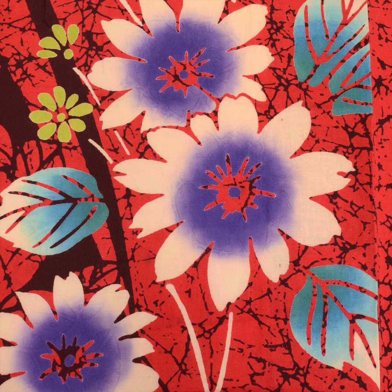 Vintage Japanese Yukata | Women's Yukata | Red Cotton | Floral Pattern | Koma-ji Chuzome | Size M | Sustainable | uu0537b