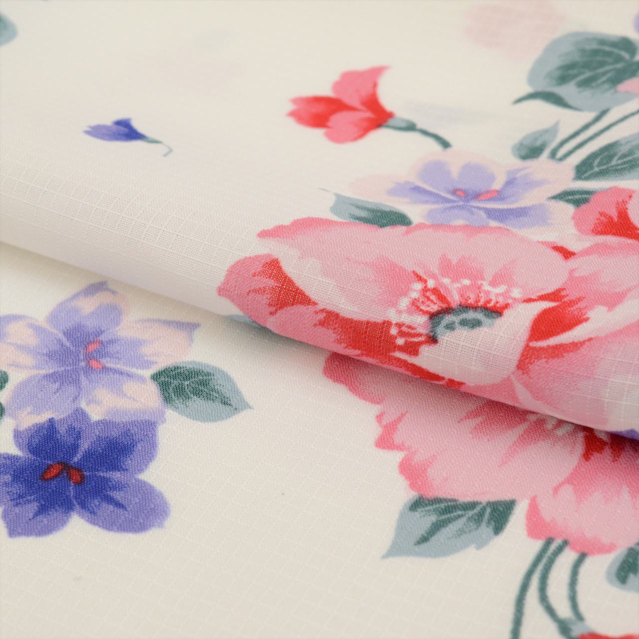 Vintage Japanese Yukata | Women's Yukata | White Synthetic | Floral Pattern | Sustainable | uu0540b