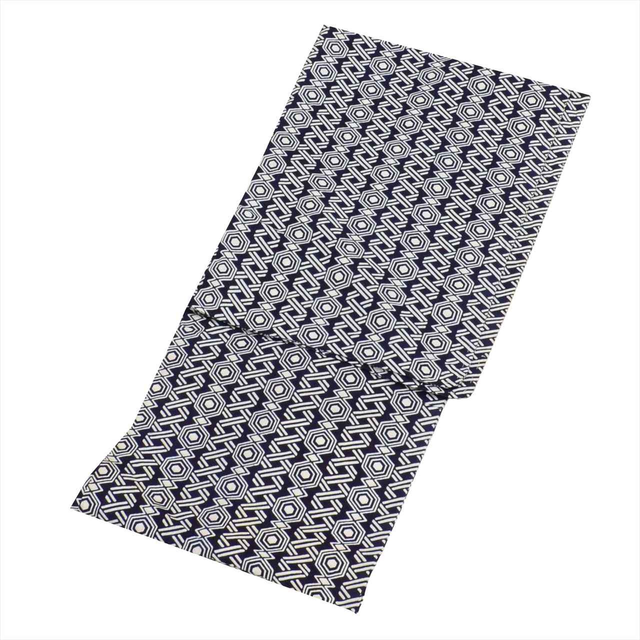 Vintage Japanese Yukata | Men's Yukata | Navy Cotton | Geometric Wari-tsuke Pattern | Koma-ji Chuzome | Plus Size LL | Sustainable | uu0542b