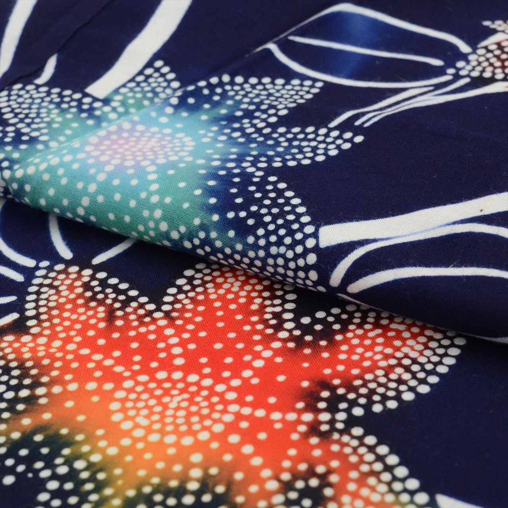Vintage Japanese Yukata | Women's Yukata | Navy Cotton | Floral Pattern | Koma-ji Chuzome | Junior Petite Size S | Sustainable | uu0544b