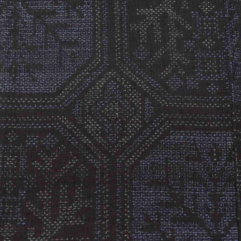 Vintage Japanese Kimono | Yuki Tsumugi | Navy Silk | Tortoiseshell Kasuri | UNESCO Heritage | Unlined | Sustainable | uu0547b