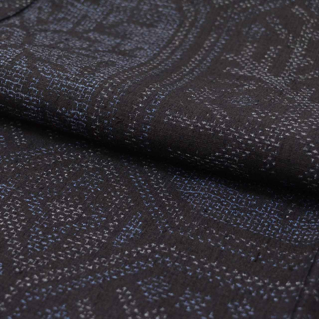 Vintage Japanese Kimono | Yuki Tsumugi | Navy Silk | Tortoiseshell Kasuri | UNESCO Heritage | Unlined | Sustainable | uu0547b