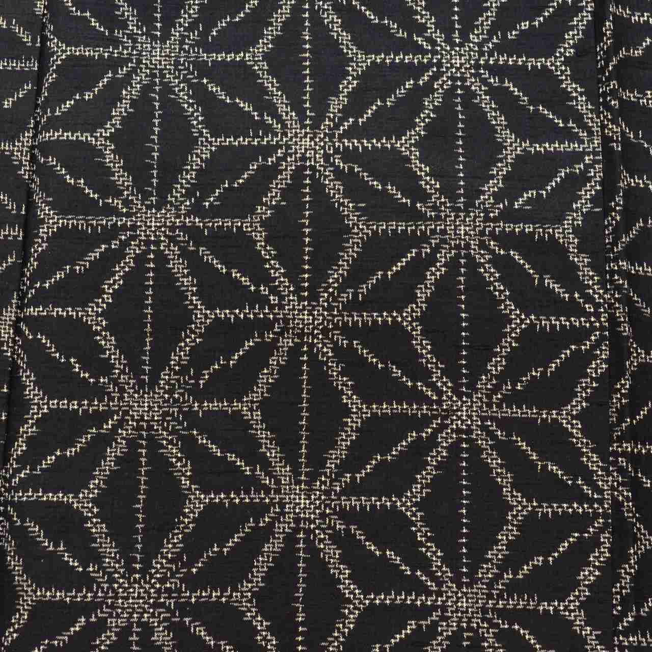 Vintage Japanese Kimono | Tsumugi | Black Silk | Hemp Leaf Pattern | Size M | Sustainable | uu0556b