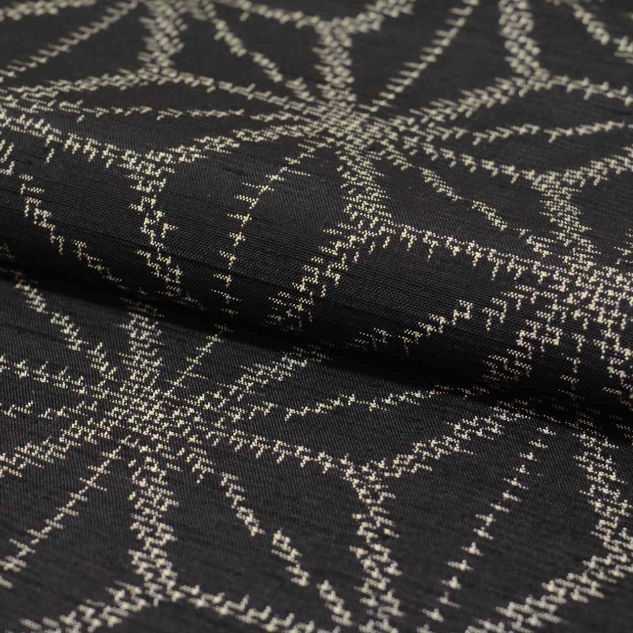 Vintage Japanese Kimono | Tsumugi | Black Silk | Hemp Leaf Pattern | Size M | Sustainable | uu0556b