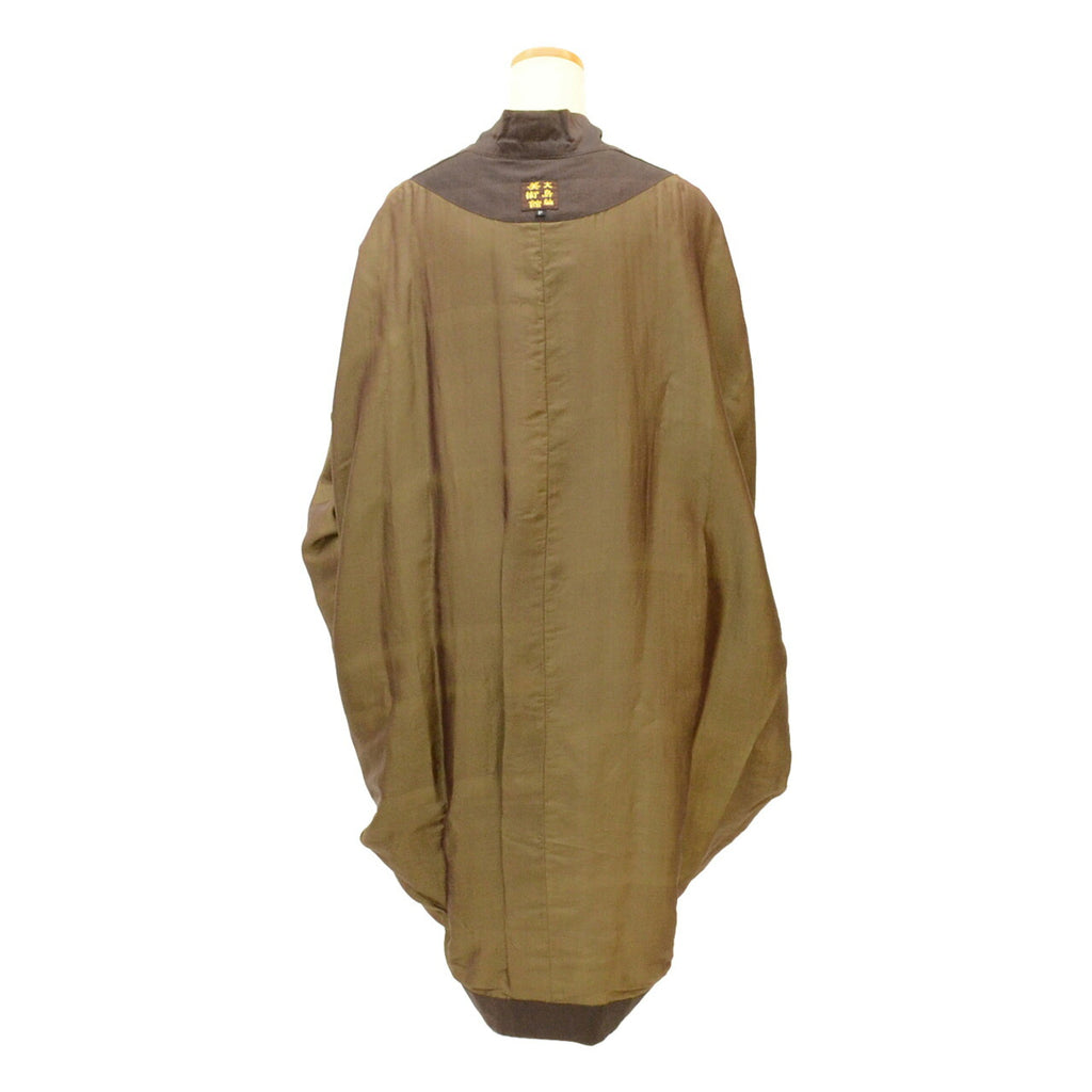 Vintage Japanese Kimono | Oshima Tsumugi Poncho-style Coat | Brown Silk | Diagonal Stripe | Mud-dyed | Sustainable | uu0591b