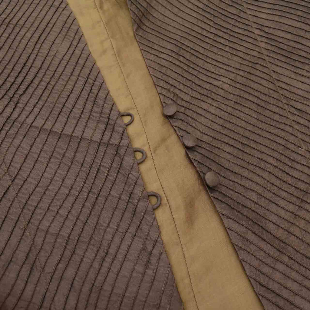 Vintage Japanese Kimono | Oshima Tsumugi Poncho-style Coat | Brown Silk | Diagonal Stripe | Mud-dyed | Sustainable | uu0591b