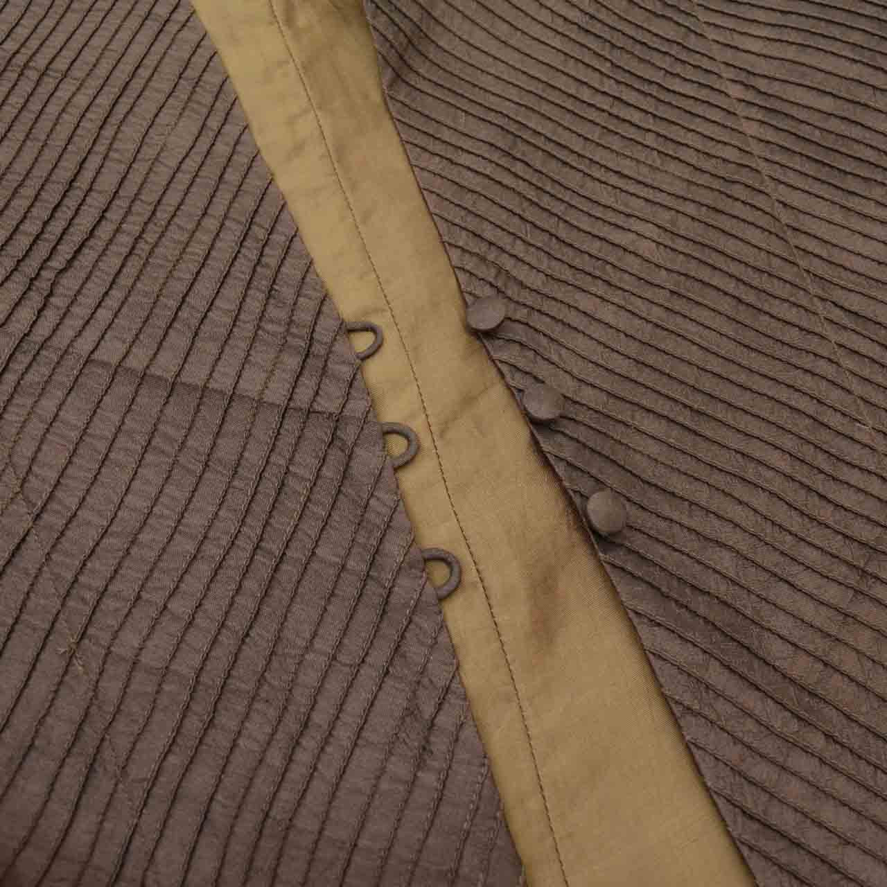 Vintage Japanese Kimono | Oshima Tsumugi Poncho-style Coat | Brown Silk | Diagonal Stripe | Mud-dyed | Sustainable | uu0591b