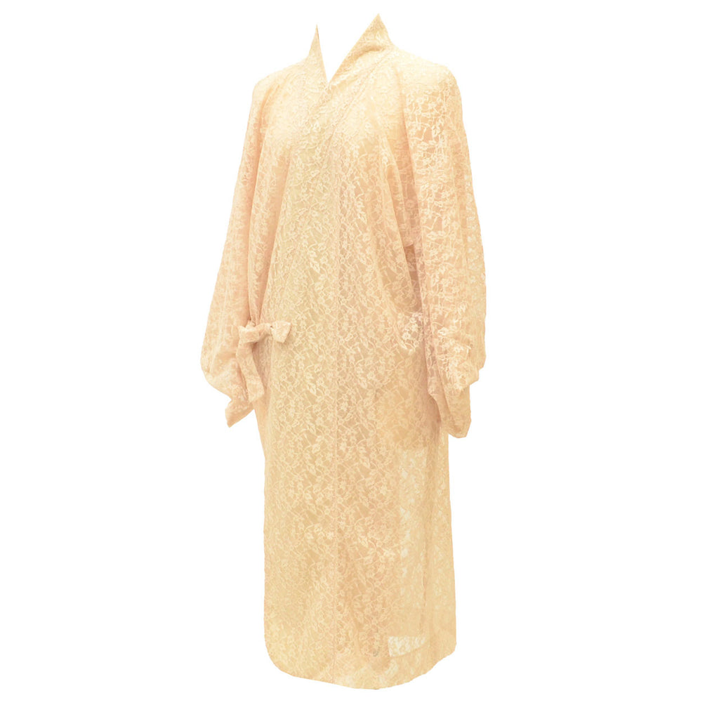 [Used] Summer Traveling Coat, Synthetic Fiber, Lace, Recycled Coat, Sleeve Length 68.0cm (26.8in), Body Length 105.0cm (41.3in), Beige, Floral Arabesque Pattern, Excellent Condition, Kimono Collar uu0598b 