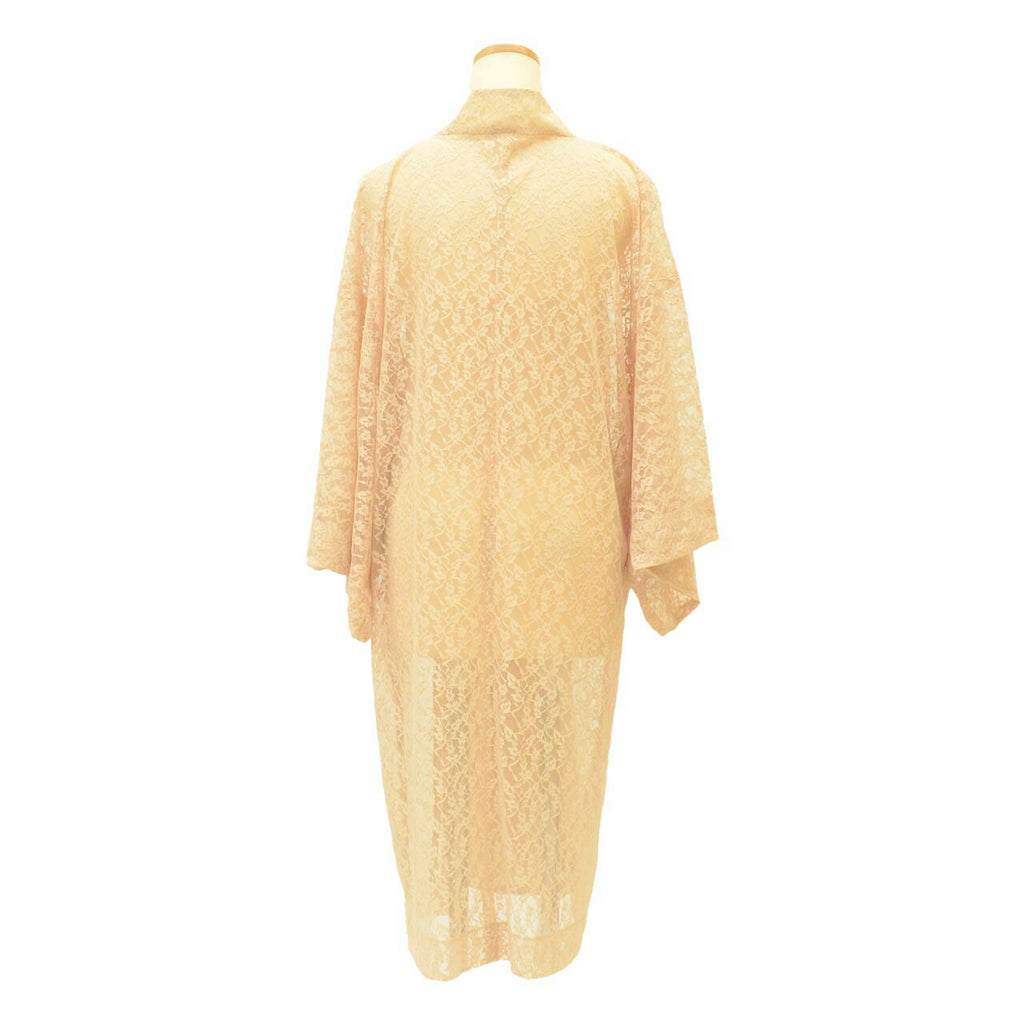 [Used] Summer Traveling Coat, Synthetic Fiber, Lace, Recycled Coat, Sleeve Length 68.0cm (26.8in), Body Length 105.0cm (41.3in), Beige, Floral Arabesque Pattern, Excellent Condition, Kimono Collar uu0598b 