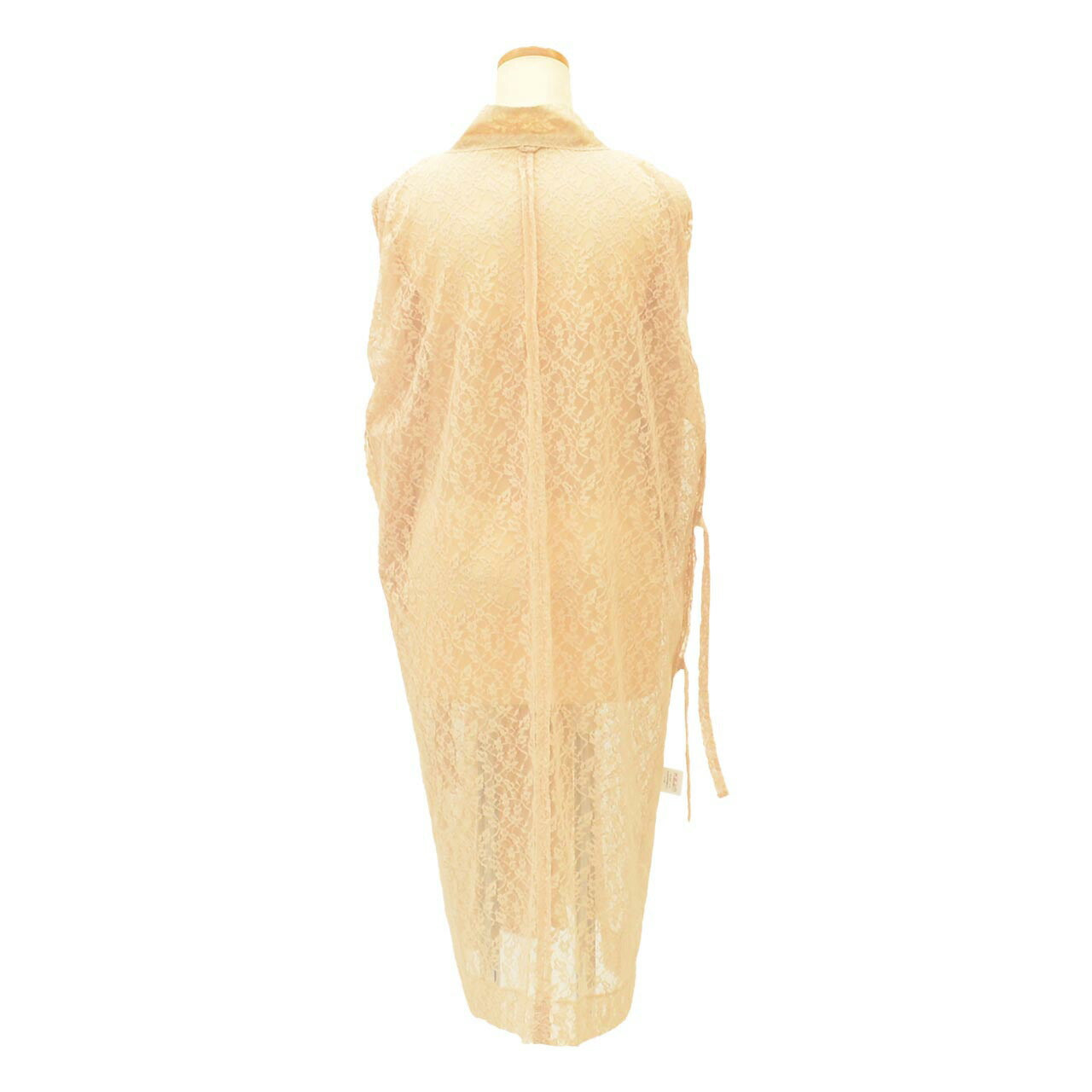 [Used] Summer Traveling Coat, Synthetic Fiber, Lace, Recycled Coat, Sleeve Length 68.0cm (26.8in), Body Length 105.0cm (41.3in), Beige, Floral Arabesque Pattern, Excellent Condition, Kimono Collar uu0598b 