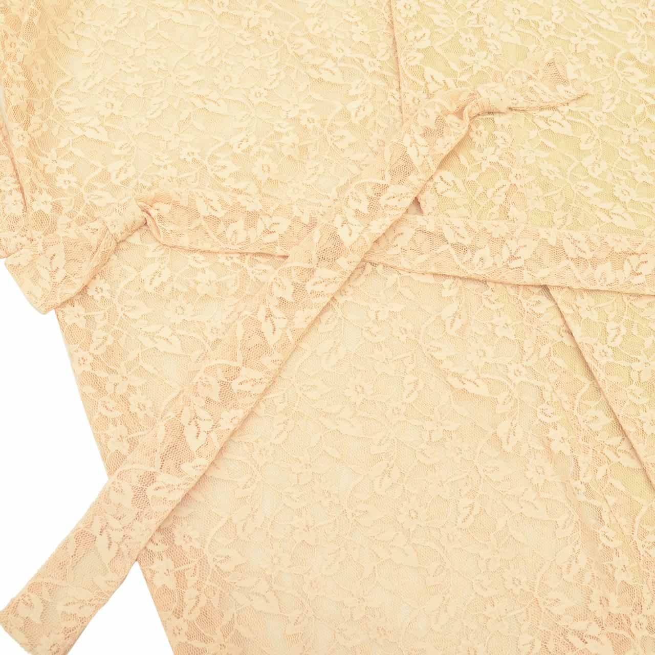 [Used] Summer Traveling Coat, Synthetic Fiber, Lace, Recycled Coat, Sleeve Length 68.0cm (26.8in), Body Length 105.0cm (41.3in), Beige, Floral Arabesque Pattern, Excellent Condition, Kimono Collar uu0598b 