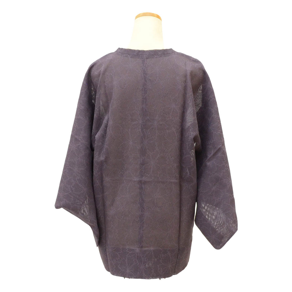 Vintage Japanese Kimono | Summer Dochungi Coat | Purple Silk Sha | Floral | Long | Sustainable | uu0627b