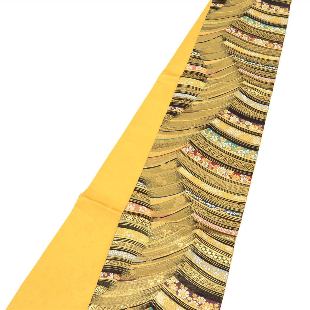 Vintage Japanese Obi | Fukuro Obi | Gold Silk | Floral | Hikihaku | Furisode | Sustainable | uu0652b