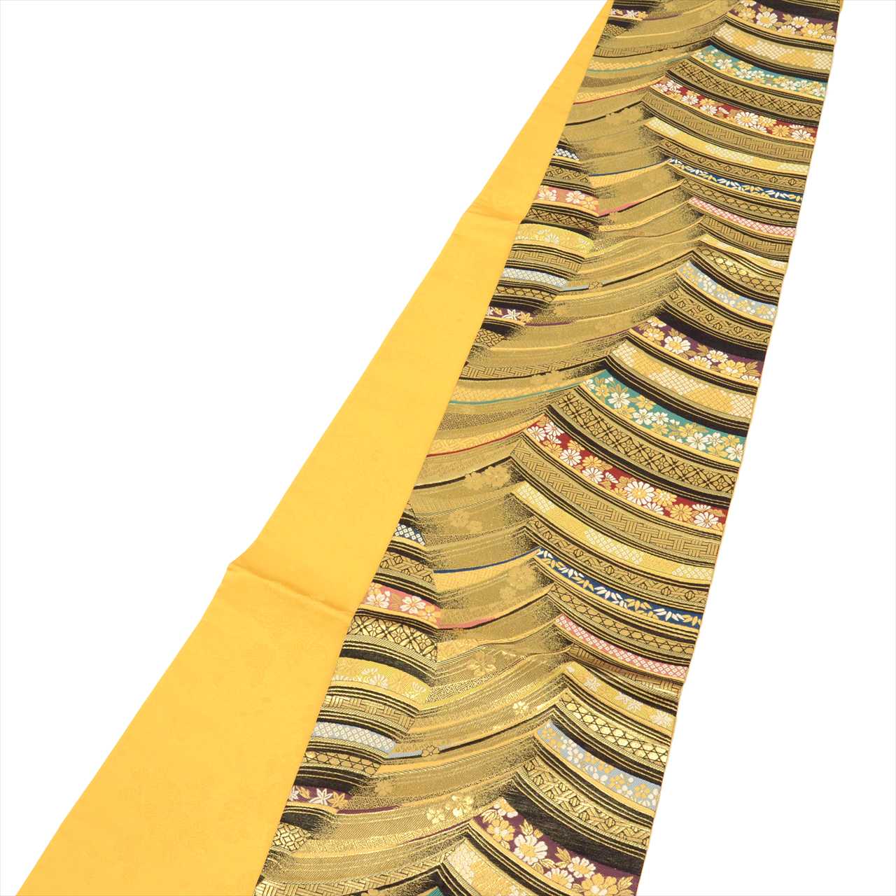 Vintage Japanese Obi | Fukuro Obi | Gold Silk | Floral | Hikihaku | Furisode | Sustainable | uu0652b