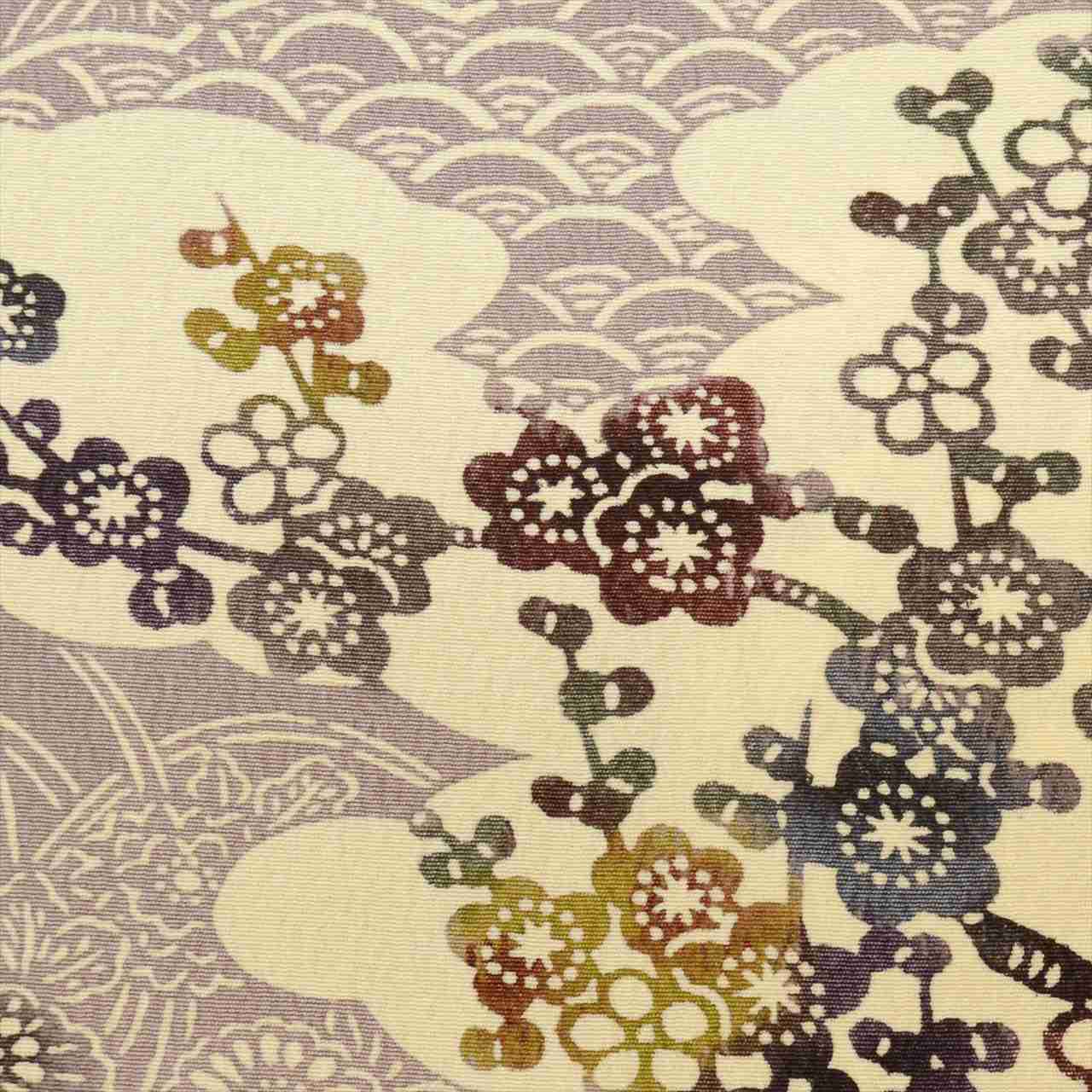 [Used] Komon (small patterned) recycled kimono, pure silk, lined, length 158.5cm (62.4in) (size M), sleeve length 67.5cm (26.6in), purple, floral pattern, stencil dyed, high quality, semi-formal, spring, summer, autumn, winter, ready-made. 