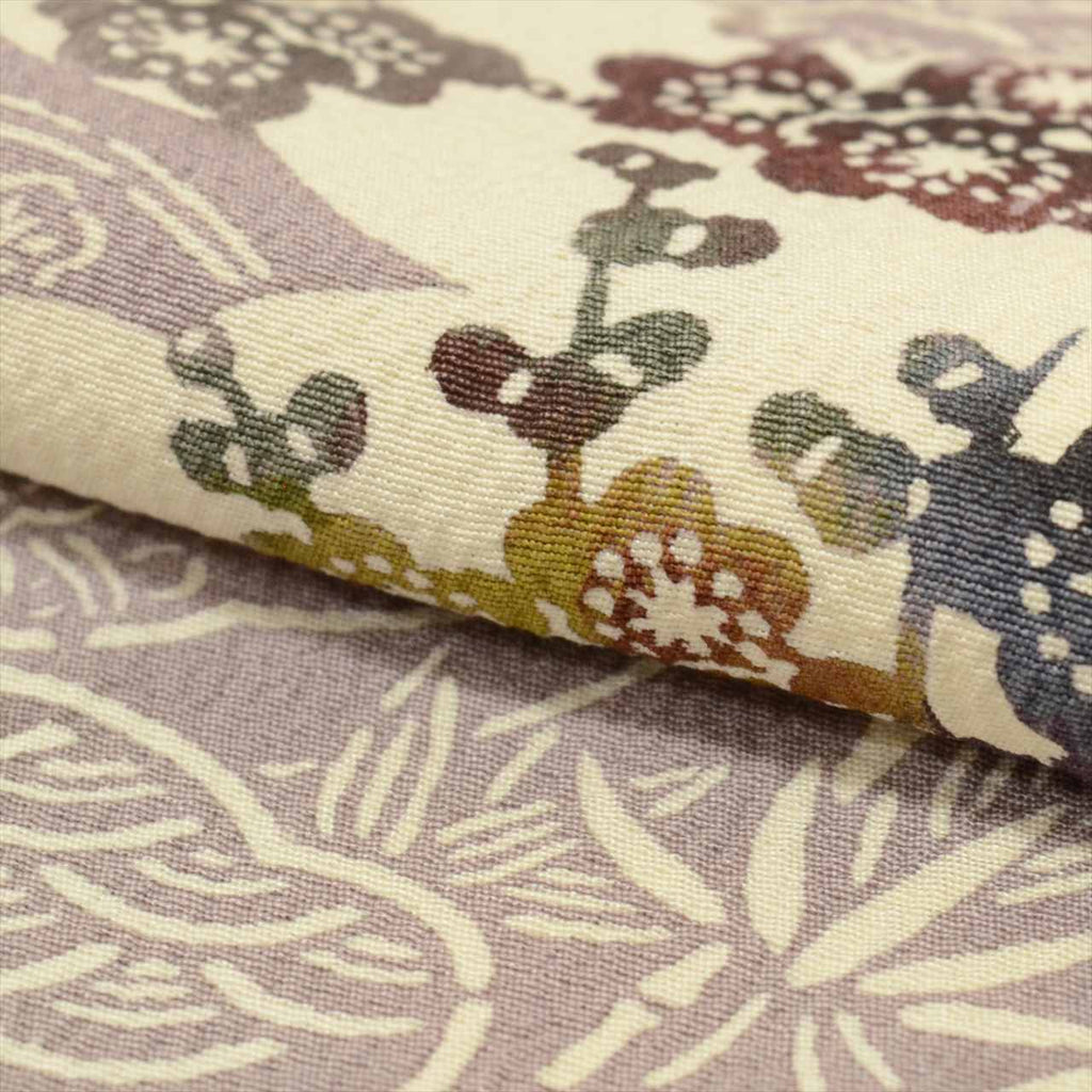 [Used] Komon (small patterned) recycled kimono, pure silk, lined, length 158.5cm (62.4in) (size M), sleeve length 67.5cm (26.6in), purple, floral pattern, stencil dyed, high quality, semi-formal, spring, summer, autumn, winter, ready-made. 