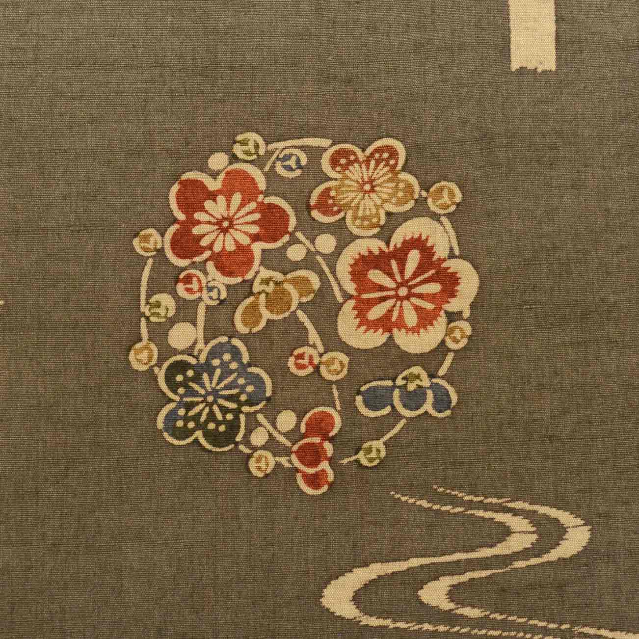 Vintage Japanese Kimono | Oshima Tsumugi | Green Silk | Flower Circle Stream Pattern | Size M | Sustainable | uu0669b