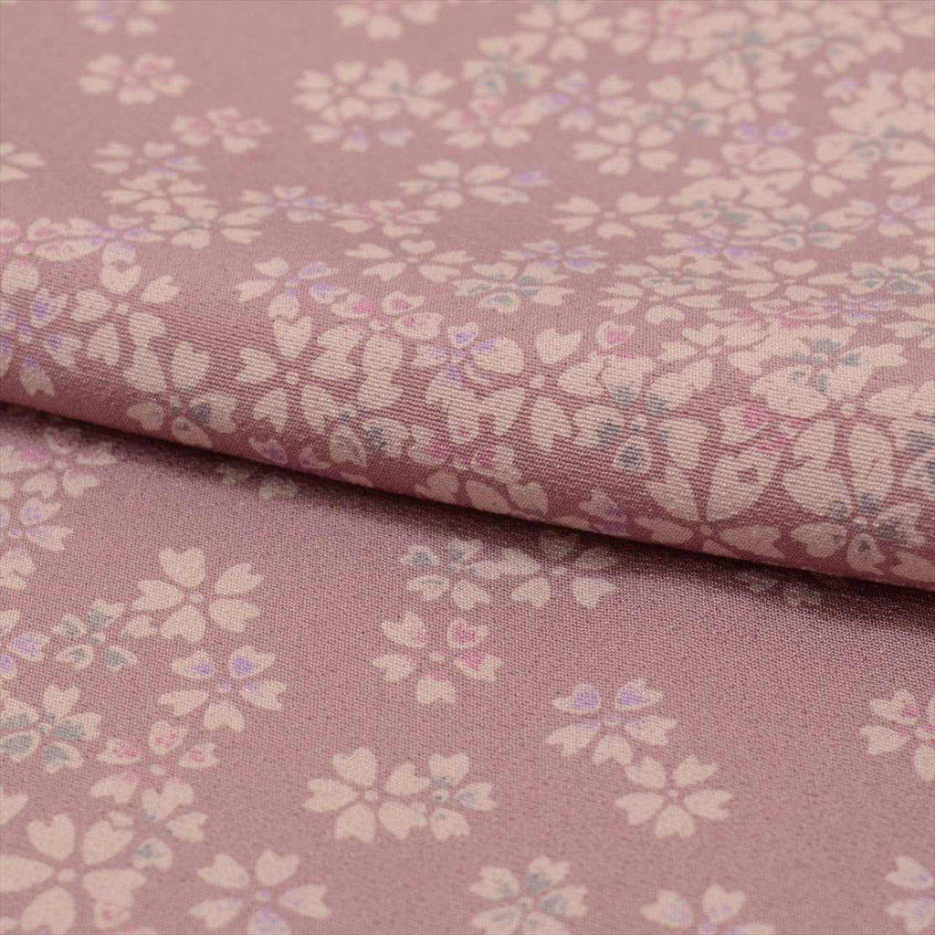 [Used] Komon (small patterned) recycled kimono, pure silk, lined, length 159.0cm (62.6in) (size M), sleeve length 63.5cm (25.0in), unused, purple, cherry blossom pattern, crepe fabric, high quality, semi-formal, spring, summer, autumn, winter, ready-made. 