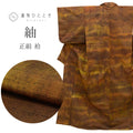 【中古】 紬 正絹 袷 身丈156cm M 裄62cm 仕立て上がり リサイクル着物 茶色系 ぼかし文様 uu0683b