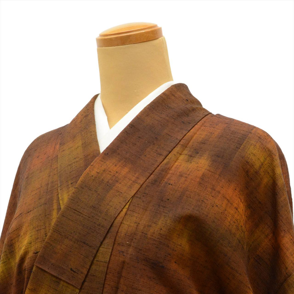 Vintage Japanese Kimono | Tsumugi | Brown Silk | Bokashi Ombre | Size M | Sustainable | uu0683b
