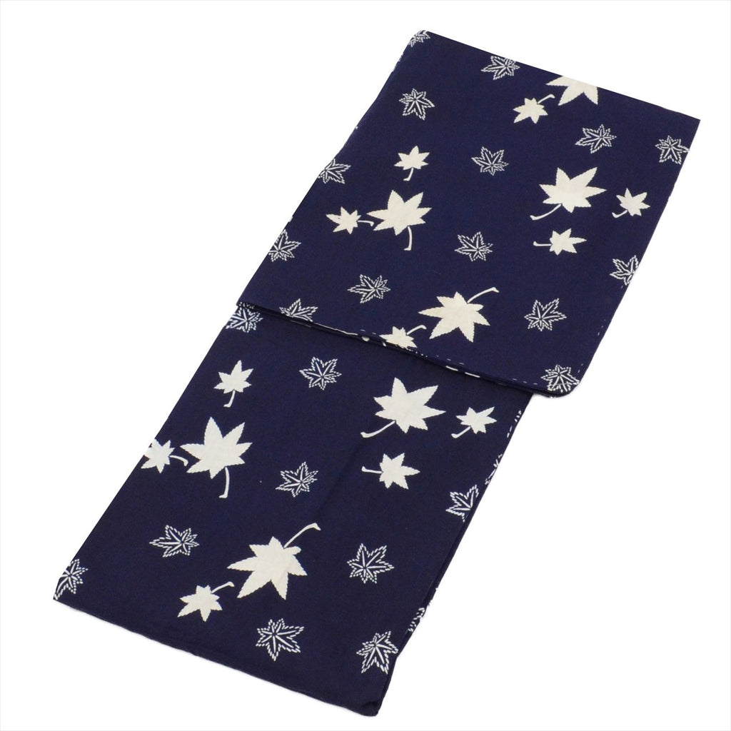 Vintage Japanese Yukata | Women's Yukata | Navy Cotton | Autumn Maple Pattern | Koma-ji Chuzome | Petite Size S | Sustainable | uu0689b