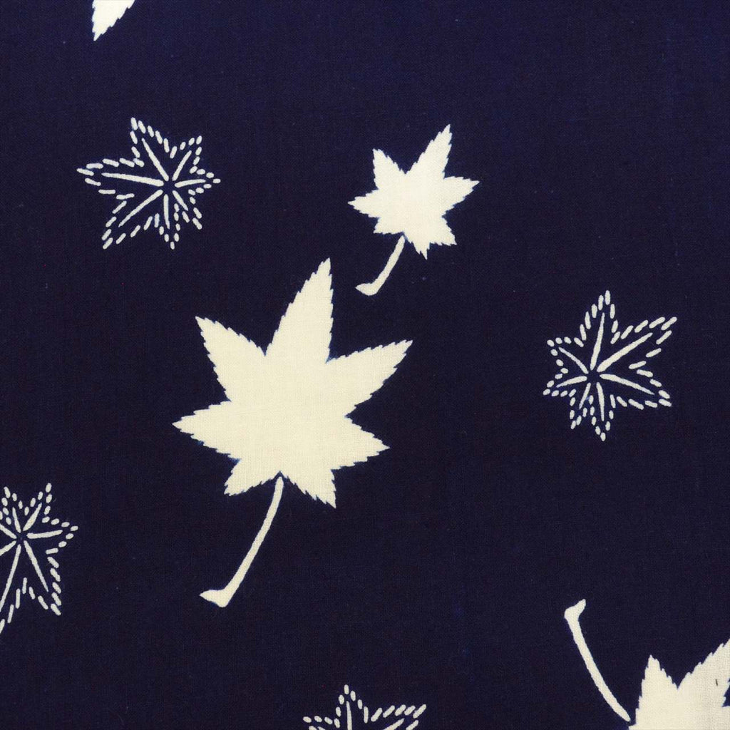 Vintage Japanese Yukata | Women's Yukata | Navy Cotton | Autumn Maple Pattern | Koma-ji Chuzome | Petite Size S | Sustainable | uu0689b