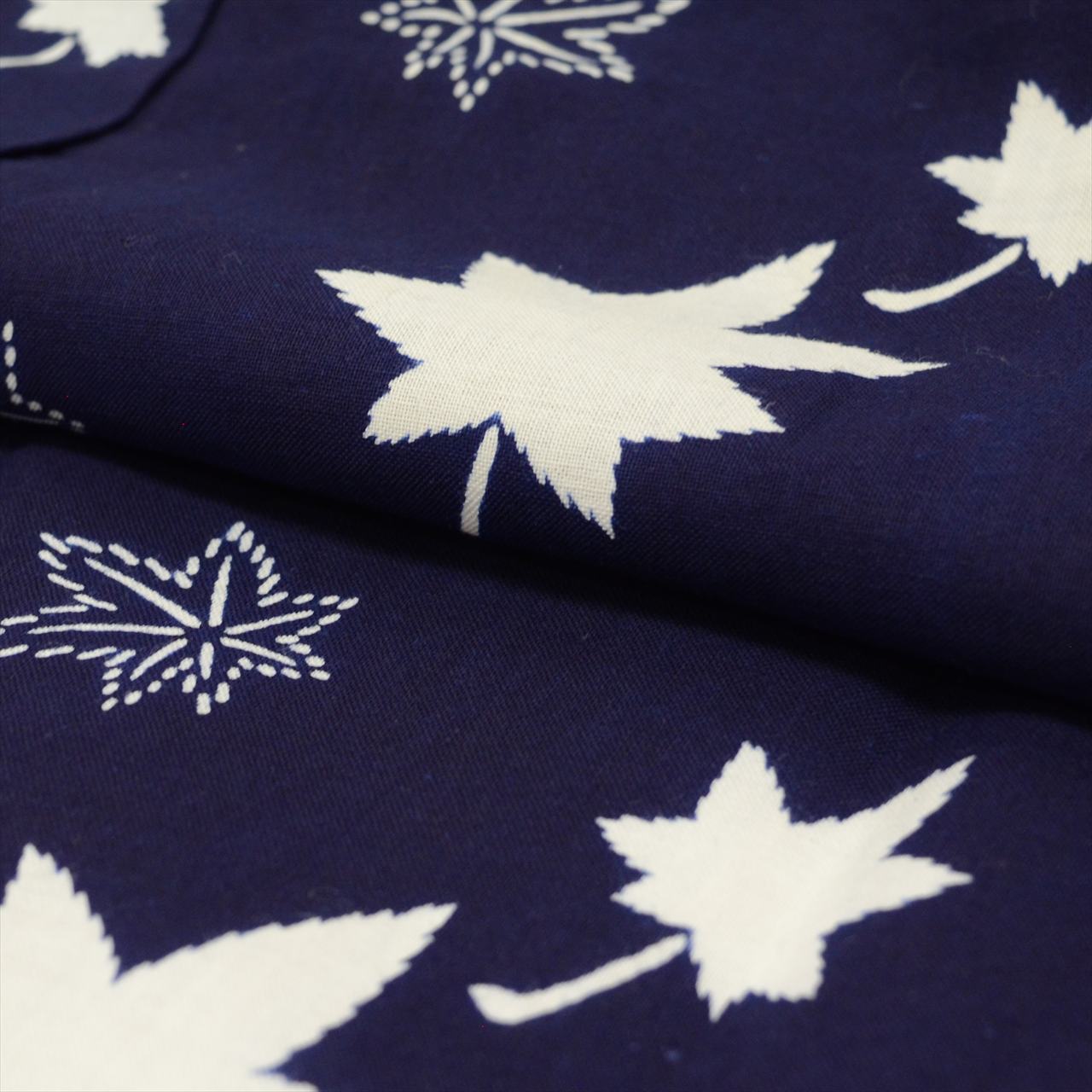 Vintage Japanese Yukata | Women's Yukata | Navy Cotton | Autumn Maple Pattern | Koma-ji Chuzome | Petite Size S | Sustainable | uu0689b
