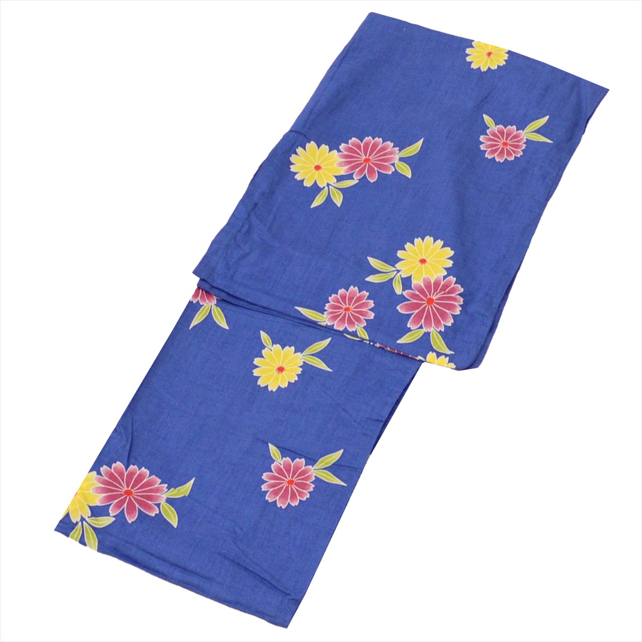 Vintage Japanese Yukata | Women's Yukata | Blue Cotton | Chrysanthemum Pattern | Flat Weave | Size L | Sustainable | uu0700b