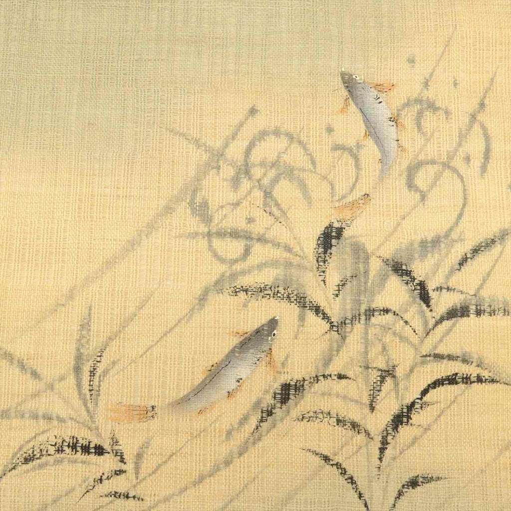 Vintage Japanese Obi | Summer Nagoya Obi | Green Linen | Sweetfish Pattern | Antique | Nine-sun | Sustainable | uu0706b