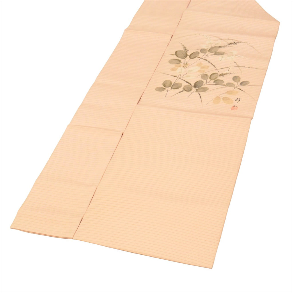 Vintage Japanese Obi | Summer Nagoya Obi | Pink Silk Ro | Hagi Bush Clover | Ink Painting | Artist Signed | Sustainable | uu0711b