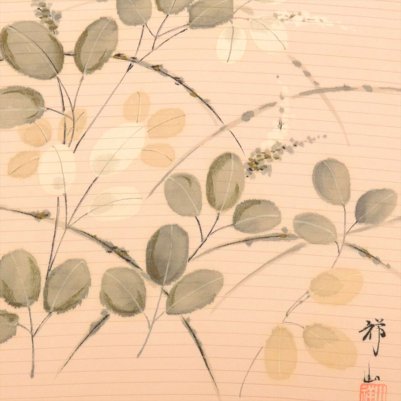 Vintage Japanese Obi | Summer Nagoya Obi | Pink Silk Ro | Hagi Bush Clover | Ink Painting | Artist Signed | Sustainable | uu0711b
