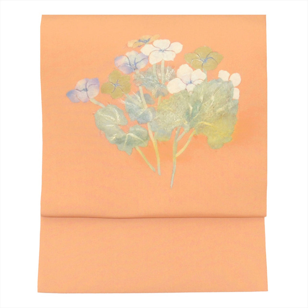 Vintage Japanese Obi | Nagoya Obi | Pink Silk Habutae | Floral | Chigiri-e Paper Collage Technique | Sustainable | uu0714b