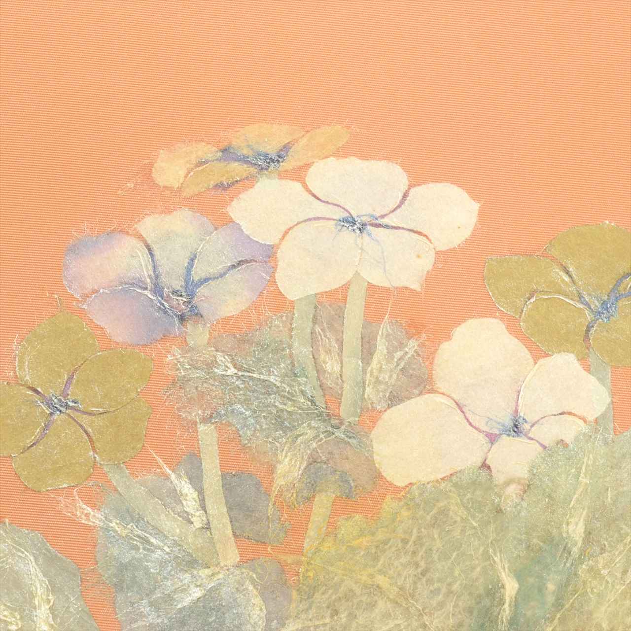 Vintage Japanese Obi | Nagoya Obi | Pink Silk Habutae | Floral | Chigiri-e Paper Collage Technique | Sustainable | uu0714b