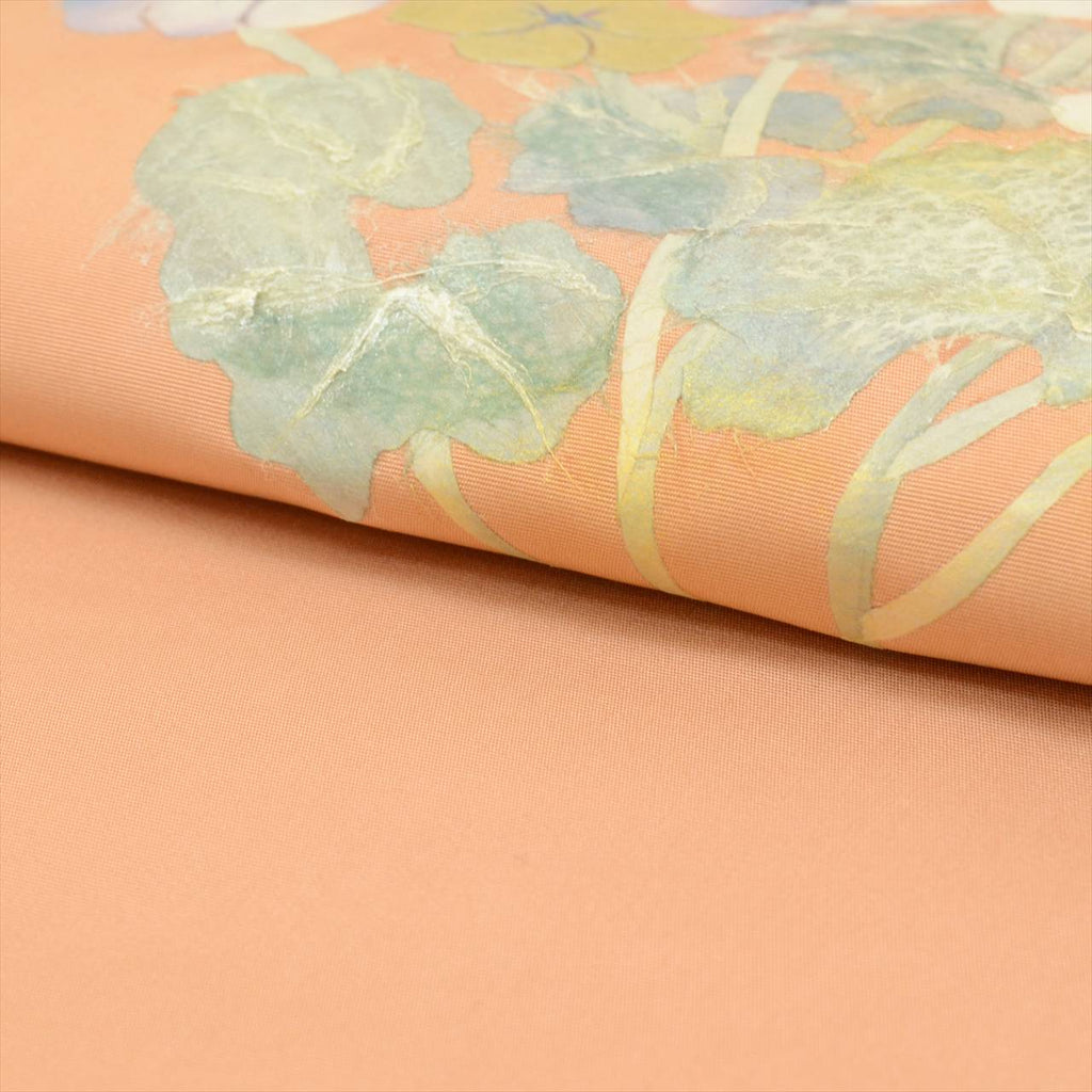 Vintage Japanese Obi | Nagoya Obi | Pink Silk Habutae | Floral | Chigiri-e Paper Collage Technique | Sustainable | uu0714b
