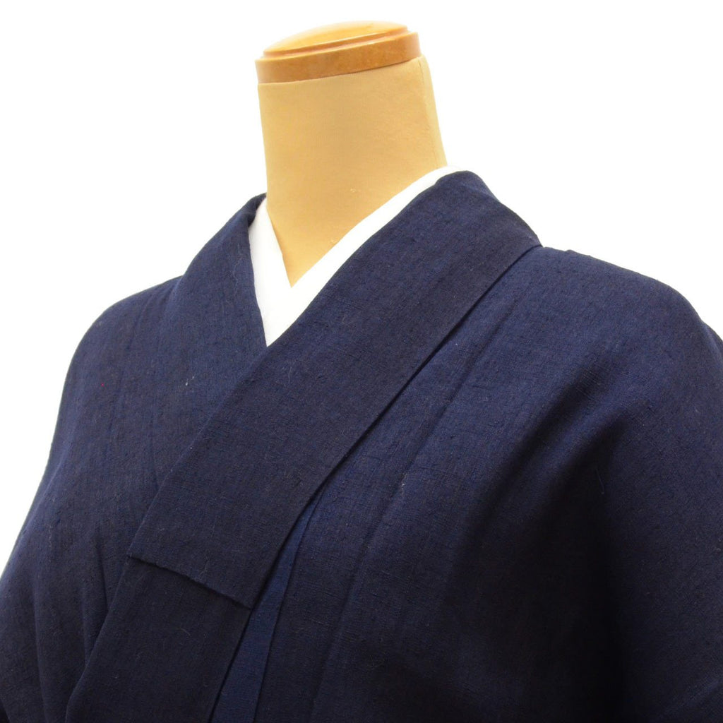 Vintage Japanese Kimono | Tsumugi | Navy Silk | Geometric Pattern | Unlined | Size M | Sustainable | uu0720b