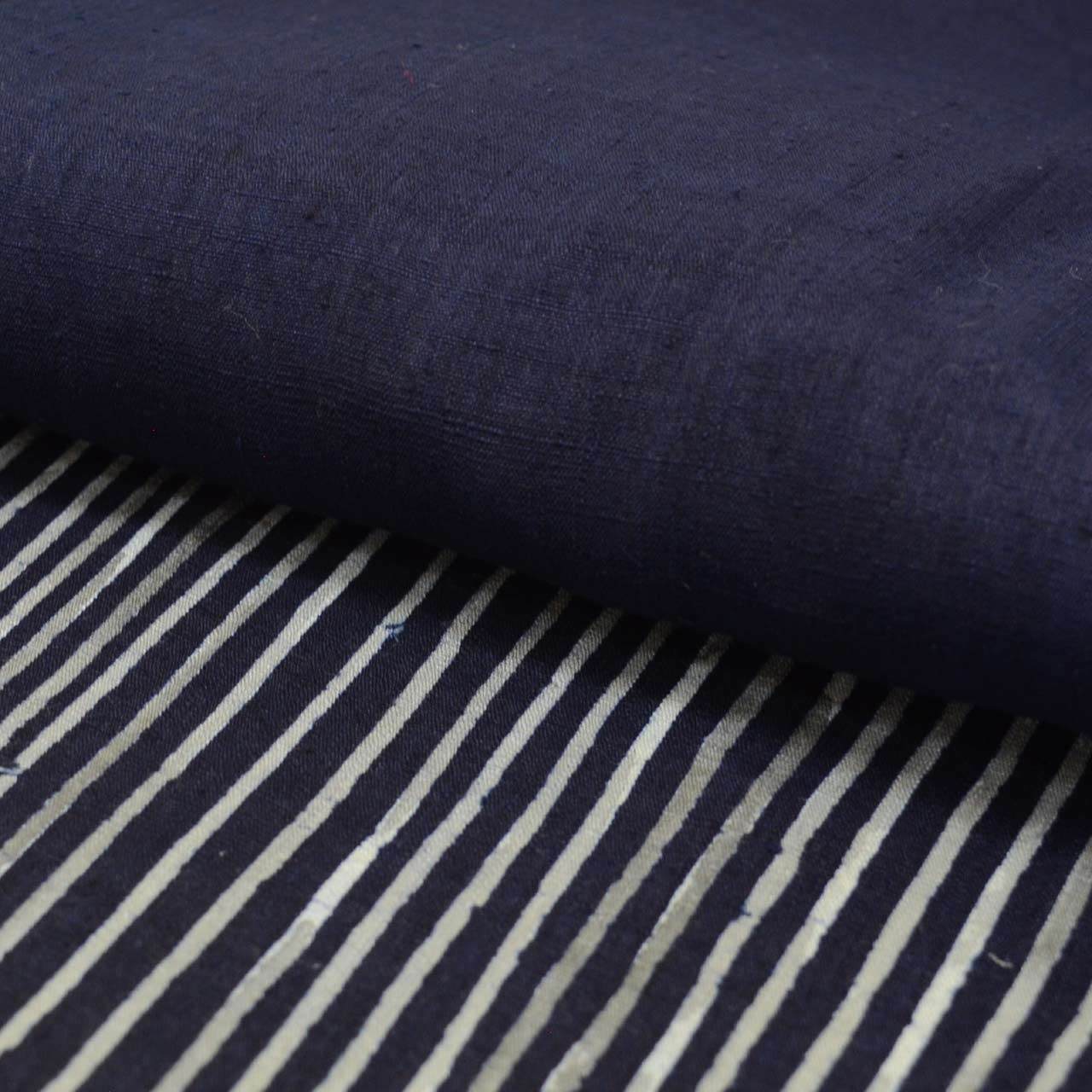 Vintage Japanese Kimono | Tsumugi | Navy Silk | Geometric Pattern | Unlined | Size M | Sustainable | uu0720b