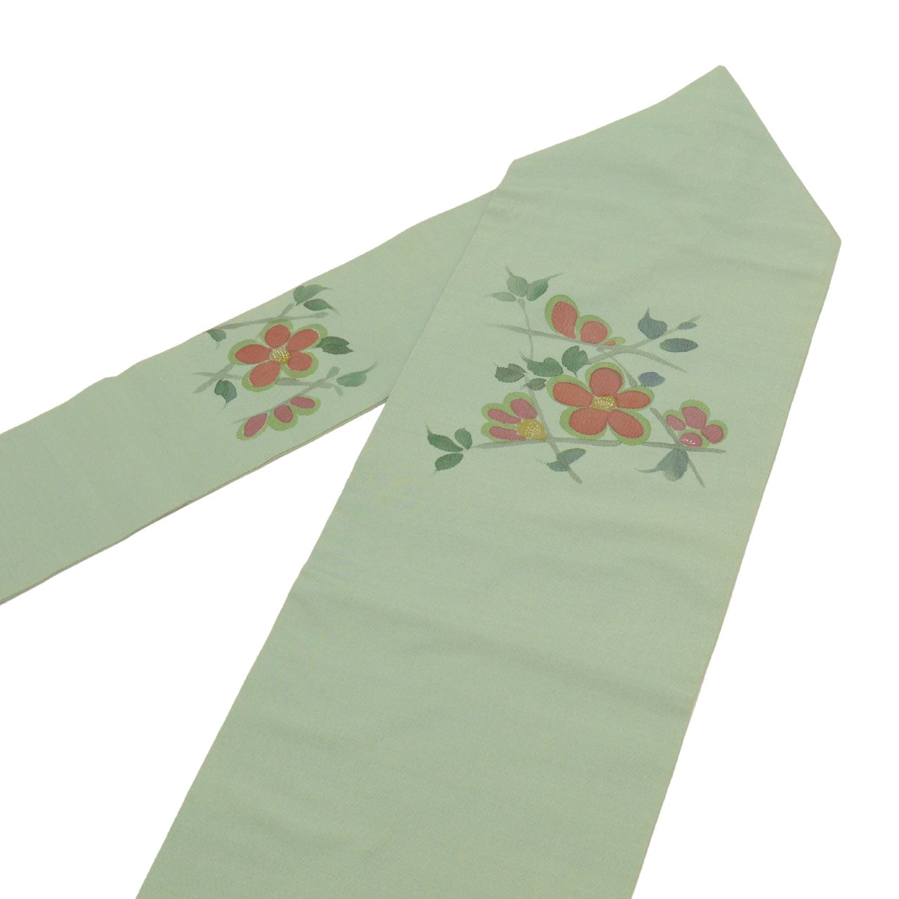 Vintage Japanese Obi | Nagoya Obi | Green Silk | Floral Pattern | Casual | Sustainable | uu0721b