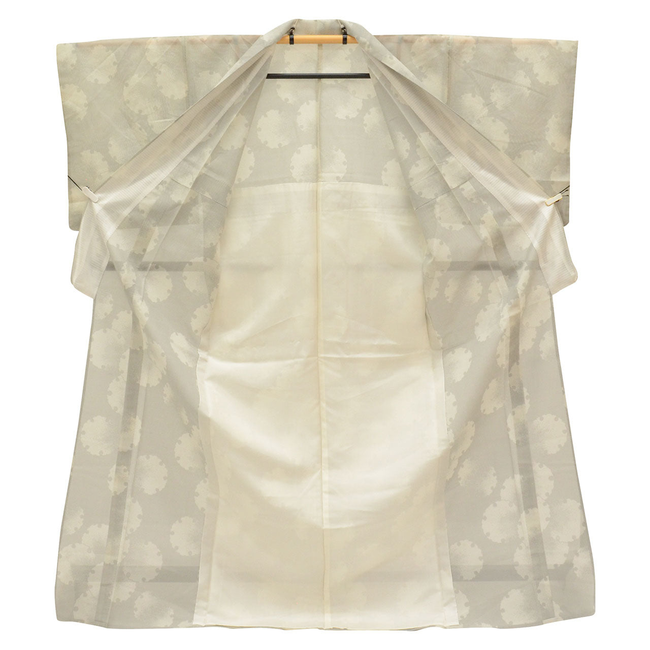 Vintage Japanese Kimono | Summer Shiro Oshima Tsumugi | Gray Silk | Snow Circle Pattern | 7-thread | Kata-su | Sustainable | uu0731b