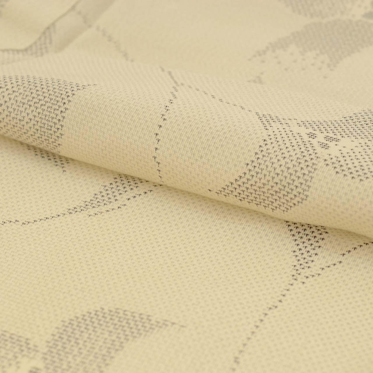 Vintage Japanese Kimono | Summer Shiro Oshima Tsumugi | Beige Silk | Floral Arabesque | 7-thread | Kata-su | Size L | Sustainable | uu0732b