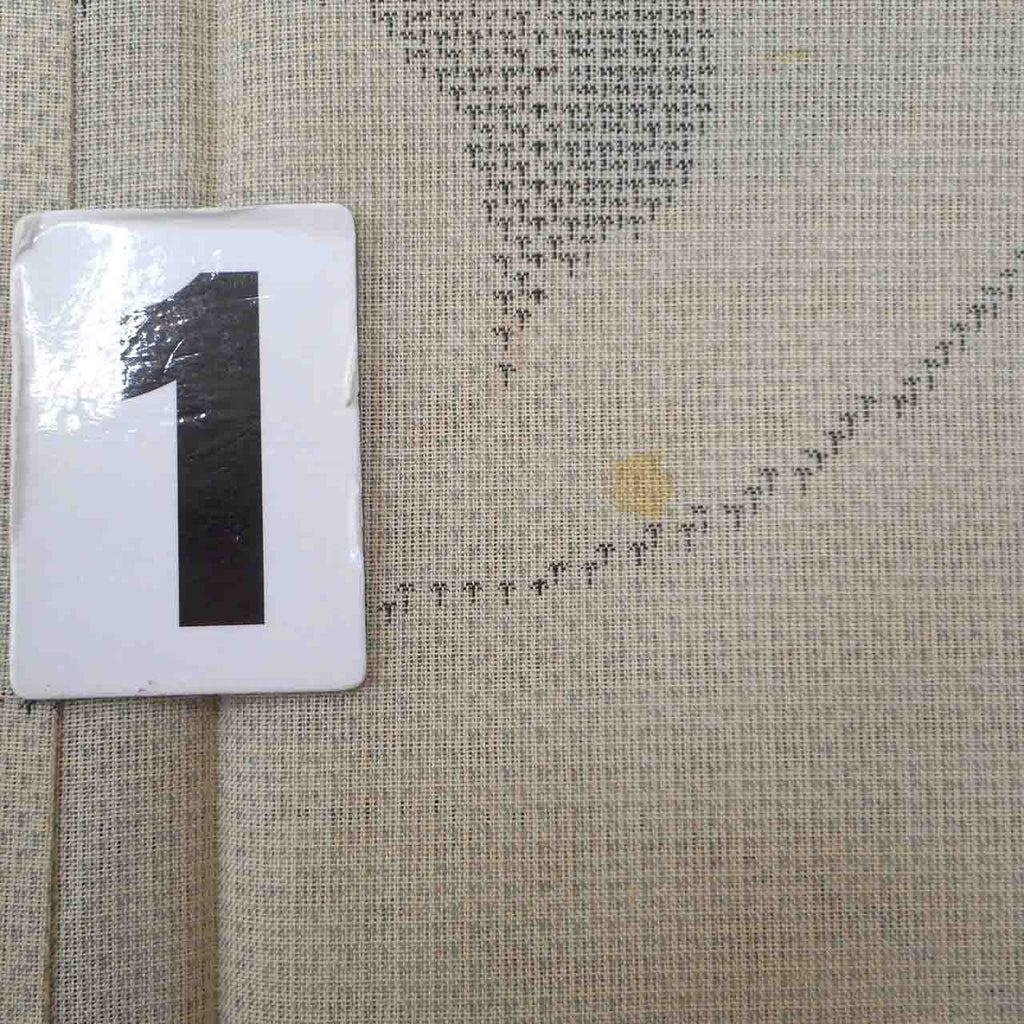Vintage Japanese Kimono | Summer Shiro Oshima Tsumugi | Beige Silk | Floral Arabesque | 7-thread | Kata-su | Size L | Sustainable | uu0732b