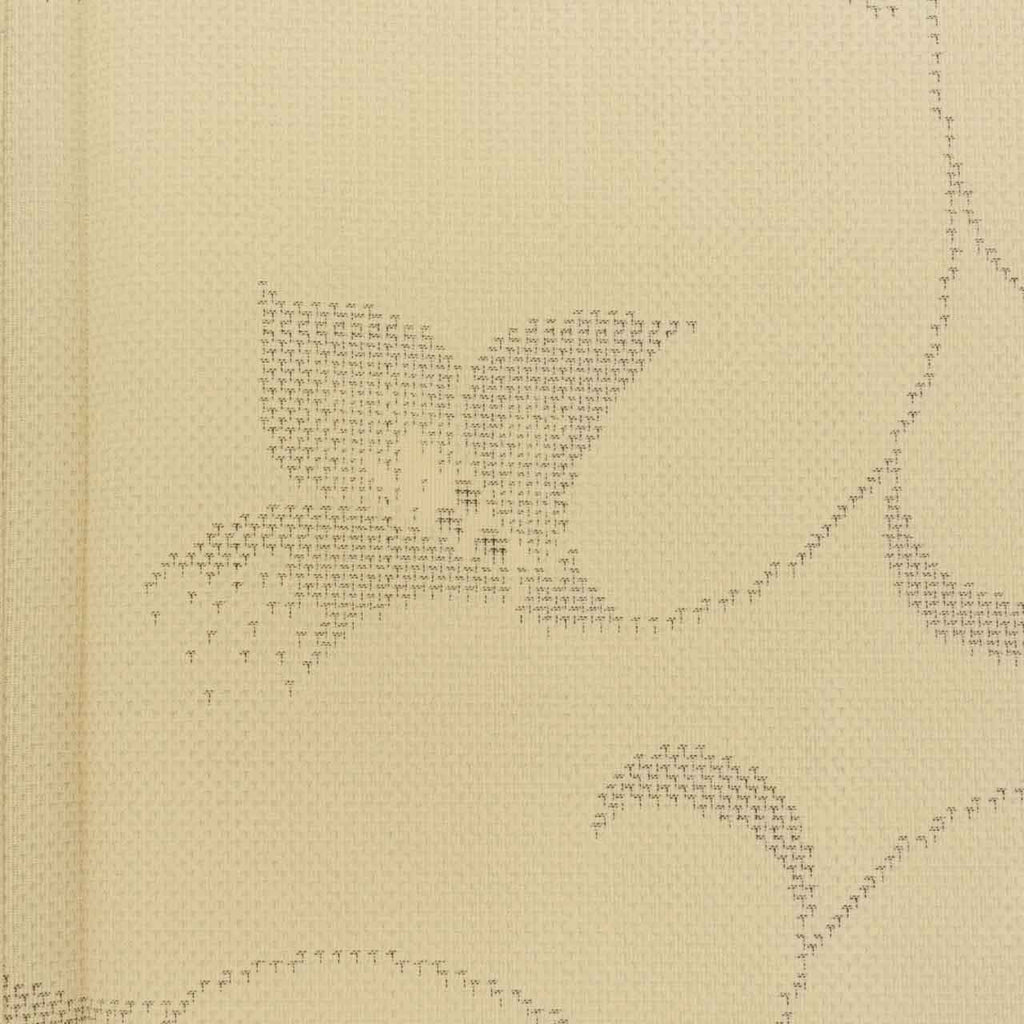 Vintage Japanese Kimono | Summer Shiro Oshima Tsumugi | Beige Silk | Floral Arabesque | 7-thread | Kata-su | Size L | Sustainable | uu0732b