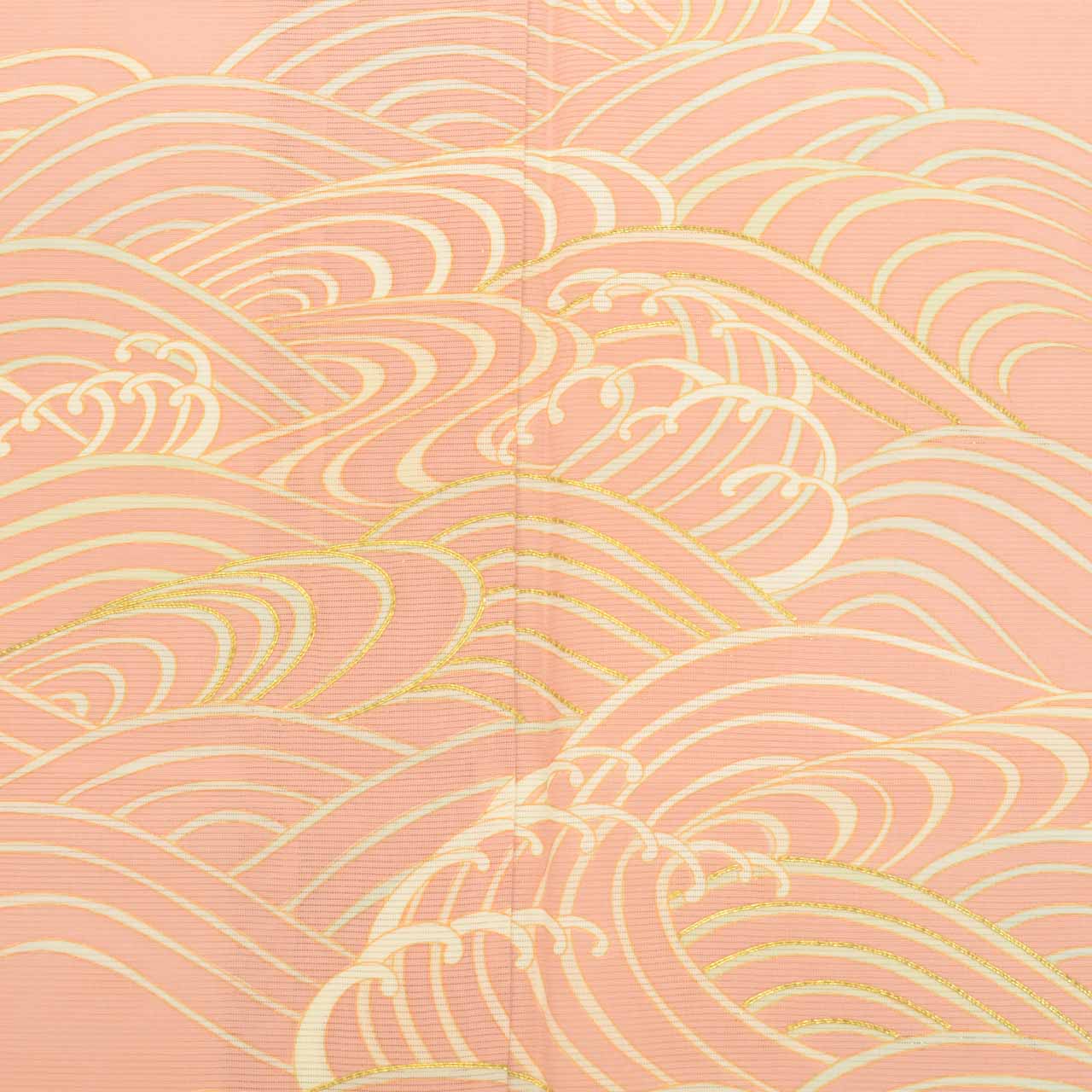 Vintage Japanese Kimono | Summer Houmongi | Pink Silk Ro | Wave Pattern | Gold Embroidery | Size M | Sustainable | uu0737b