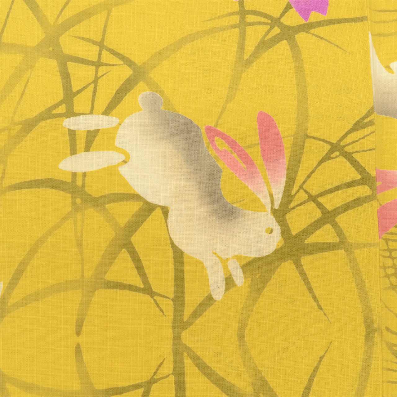 Vintage Japanese Yukata | Women's Yukata | Yellow Cotton | Rabbit Pattern | Junior Size SS | Sustainable | uu0750b