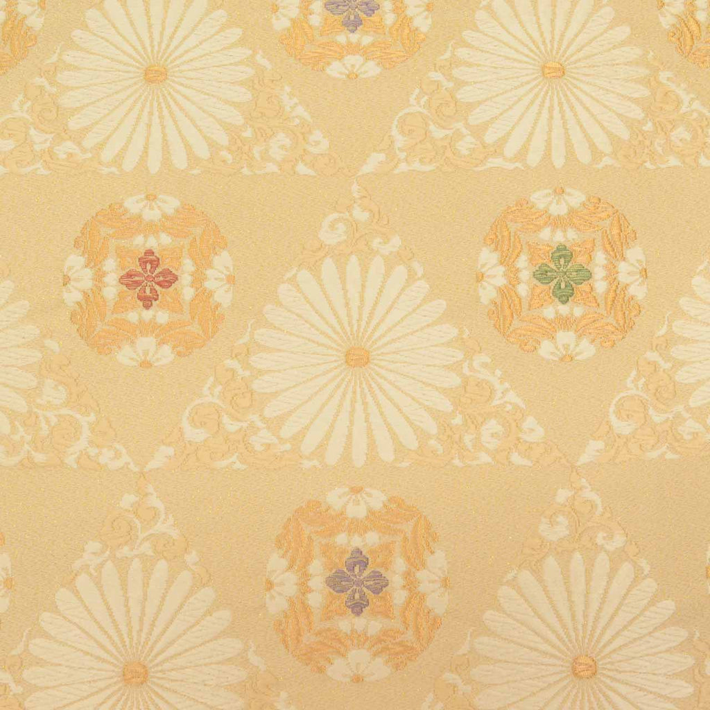 Vintage Japanese Obi | Fukuro Obi | Beige Silk | Chrysanthemum | Kara-ori Gold Thread | Sustainable | uu0757b