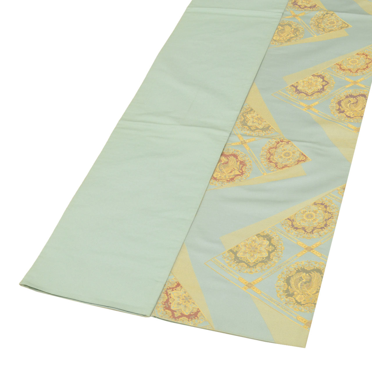 Vintage Japanese Obi | Fukuro Obi | Blue Silk | Diamond Floral | Hikihaku | Sustainable | uu0758b