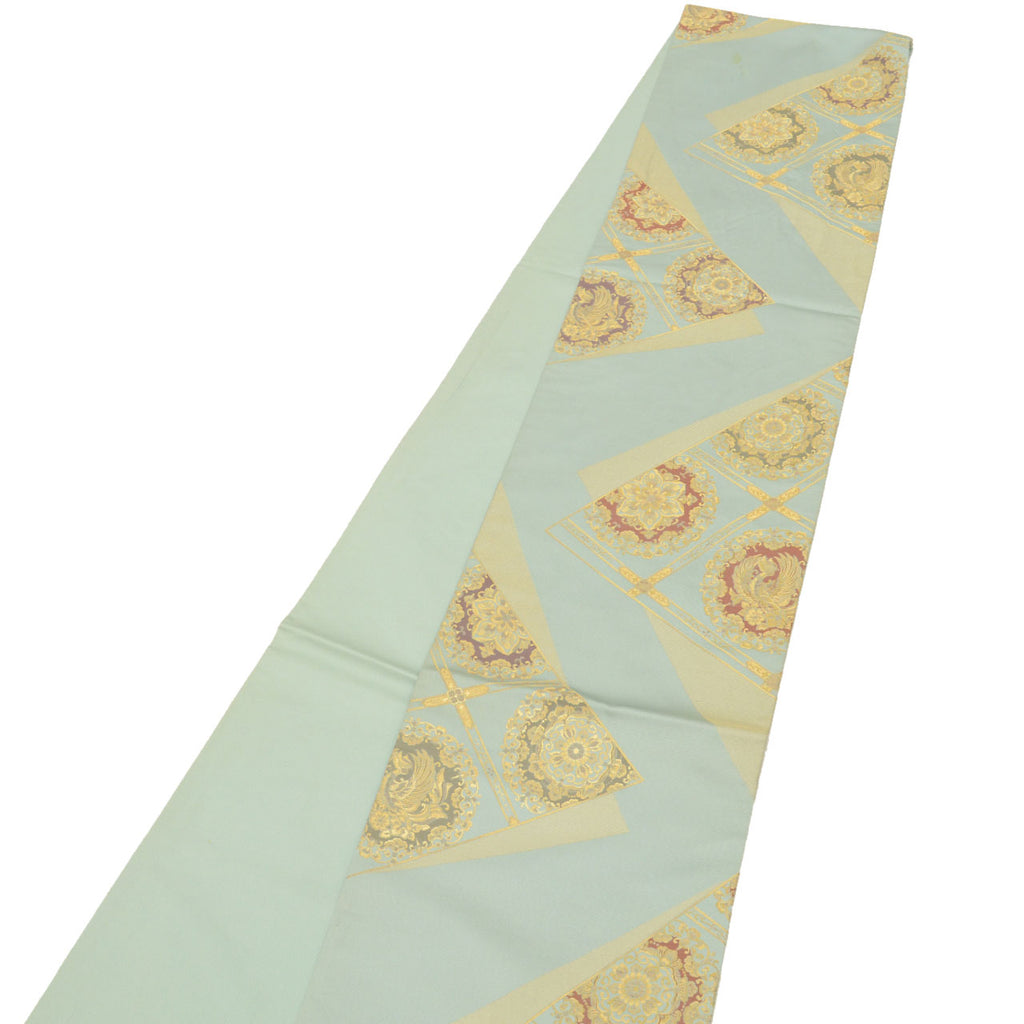 Vintage Japanese Obi | Fukuro Obi | Blue Silk | Diamond Floral | Hikihaku | Sustainable | uu0758b