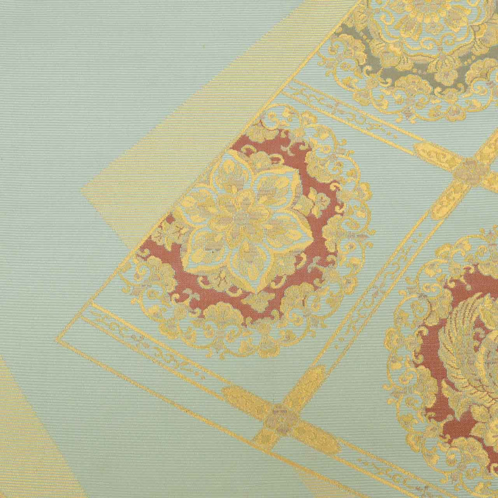 Vintage Japanese Obi | Fukuro Obi | Blue Silk | Diamond Floral | Hikihaku | Sustainable | uu0758b
