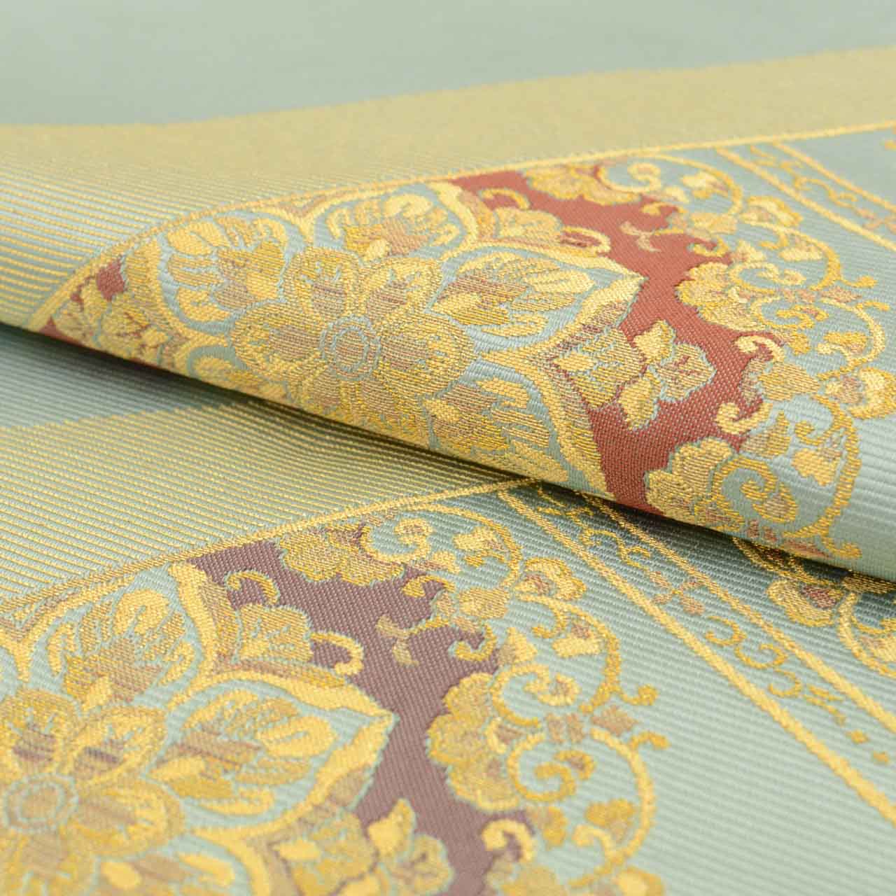 Vintage Japanese Obi | Fukuro Obi | Blue Silk | Diamond Floral | Hikihaku | Sustainable | uu0758b